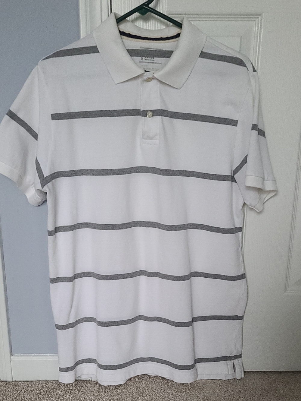 Old Navy White Polo with Gray Stripe Accents